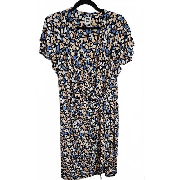 Anne Klein Dresses & Skirts - Anne Klein XL Floral Pattern Midi Wrap Dress with Short Butterfly Sleeves
